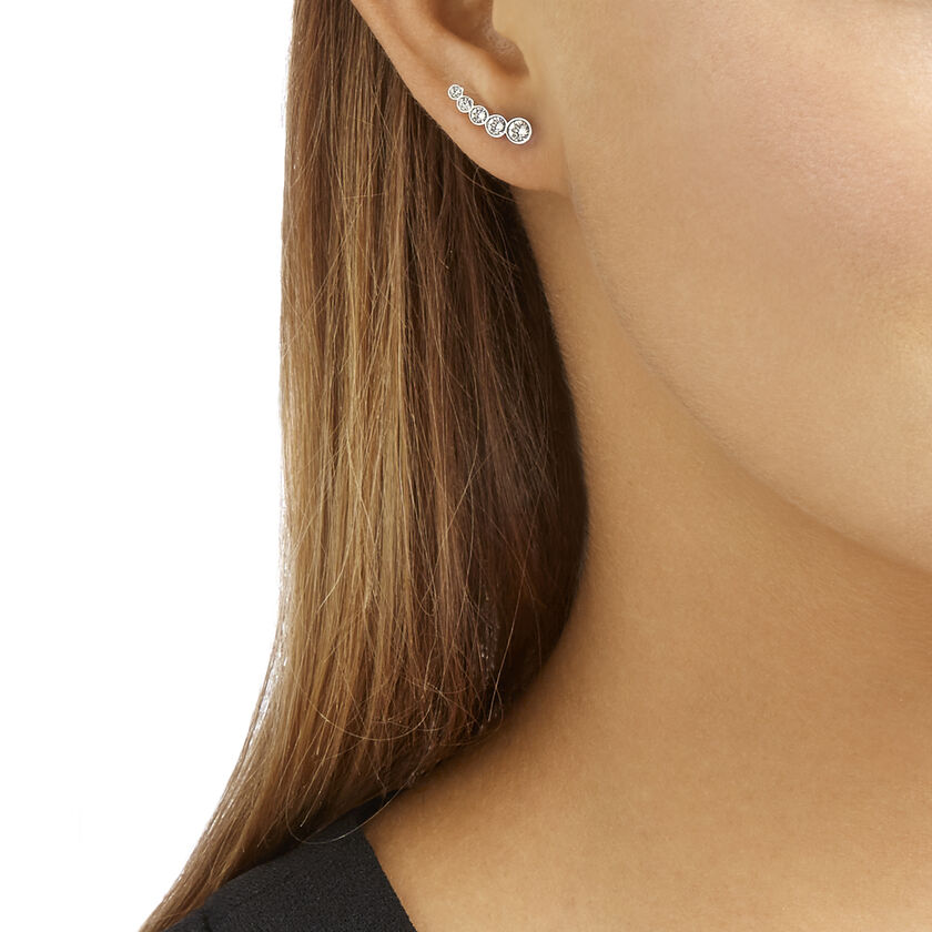 Swarovski Harley Stud Earring Set: Rhodium Plating & Dual Crystal Sizes